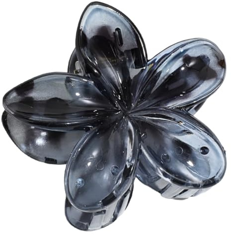 1 Stück Leoparden Plumeria Blumen Haarspangen Damen,Hawaiian Claw Clip,Rutschfeste Haarklammer,Starker Halt,Krallenklammern Haarstyling-Zubehör für Frauen,Party Strand Pool Urlaub,Grau