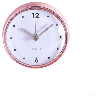 Reloj de cuarzo silencioso impermeable para cocina, baño, accesorio con ventosa, antivaho (para rosa)