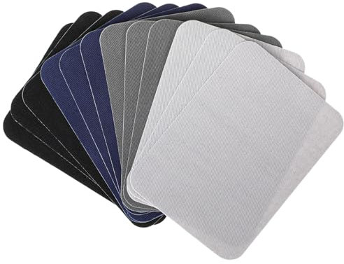 JIYIN 12 Stück Flicken zum Aufbügeln, Bügelflicken Stoff Cotton Fabric Mending Patches Reparatur für Kleidung Schuhe Jeans Hüte