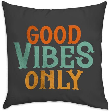 Fabulous Kissen aus schwarzem Samt – Good Vibes Only Music Funk 70er Jahre Vintage Retro Style – 40 x 40 cm – samtige Haptik – Bezug und Kissen inklusive