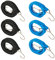 Tendeurs Elastique avec Crochets, Set de 6 Sandow Corde Elastique Robustes - Plat - Idéal pour Le Transport de Charges, Vélo, Moto, Voiture, Camping - (Comprend 3 * 100 cm + 3 * 200 cm)