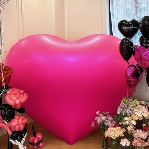 Grande palloncino a forma di cuore, per San Valentino, colore rosa acceso, in Mylar a forma di cuore, per San Valentino, matrimonio, fidanzamento, anniversario, feste, decorazioni (rosa scuro)
