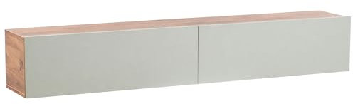 Meuble TV Mural Minimaliste Etagère de Rangement Multimédia 180 cm en Panneau Particules de Bois Vert Clair Gladstone
