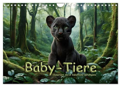 Baby-Tiere (Wandkalender 2026 DIN A4 quer), CALVENDO Monatskalender: Jeden Monat KI-generierte Baby-Tiere in thematischen Szenen (CALVENDO Tiere)
