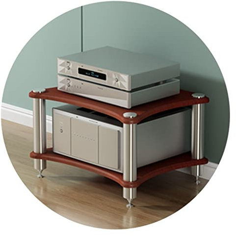 Estante de TV de 2 niveles HiFi Rack para altavoces y amplificadores, centro de entretenimiento de madera resistente, color marrón, 60 x 48 x 40 cm, muebles modernos de audio para el hogar