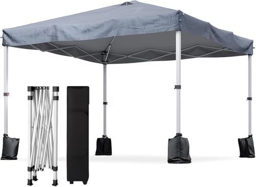 Aoxun Pop Up Gazebo 3m x 3m Instant Event Shelter Garden Canopy Outdoor Camping Sun Shade Shelter Fire Retardant Heavy Duty Gazebo with Carry Bag for Hot Tub Beach 4 Adjustable Heights, Grey