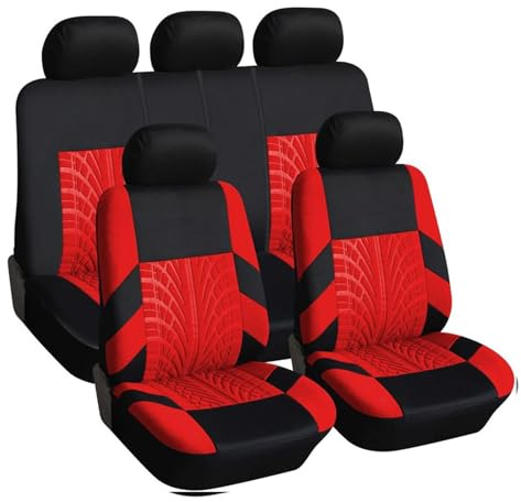 XJQHK Auto Sitzbezüge Set für VW Golf 7 Variant/Golf Variant R R-Line Wagon, Atmungsaktiv Bequem Vorne Und Hinten Auto-Schonbezüge Stoff Sitzbezug Innenraum Schonbezüge,E-Red