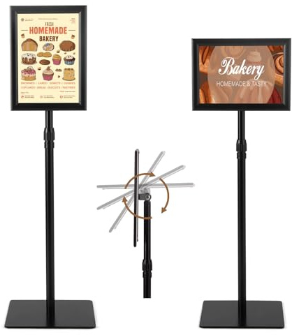 COSTWAY Infoständer A4 2er Set, Informationsständer höhenverstellbar, Plakatständer, Kundenstopper, Präsentationsständer, Werbeständer, Posterständer, Aufsteller (Schwarz)