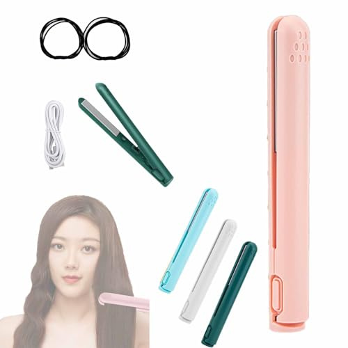 Wondolla Curling Iron, Mini Dual Purpose Curling Iron, Portable 2 in 1 Necklacek Mini Dual-Purpose for Travel (Pink)