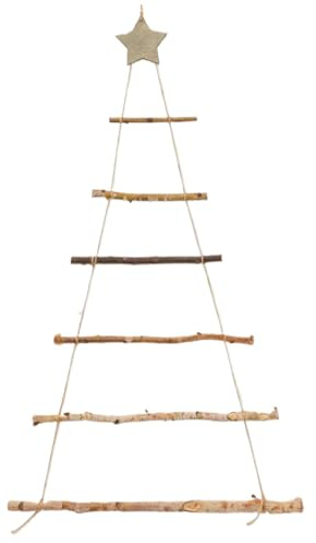 Albero di Natale a scala in legno con topper stellare 36x21in albero di Natale sospeso a 7 strati parete drimale per fai -da -te triangolare, nessun ornamento, stile 2
