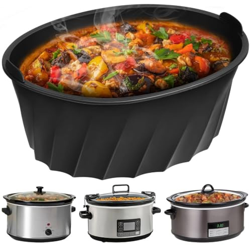 Machify Oval Reusable Silicone Slow Cooker Liner, Dishwasher-Safe Non-Stick Large-Capacity Crock Pot Insert, Compatible With 6-8 Qt Leakproof Slow Cookers