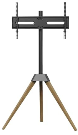 Support TV Chevalet Réglable En Hauteur, Support De Sol TV Avec Pieds En Bois Et Base Trépied For Écrans Plats De 32 À 65 Pouces, Pivotant