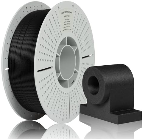 TINMORRY PA6-GF Filament 1,75 mm für 3D Drucker, 1 KG, Schwarz | Glasfaserverstärktes Nylon 6, hohe Festigkeit, Stoß- und Hitzebeständigkeit, ideal für Funktionsteile und Automobilteile