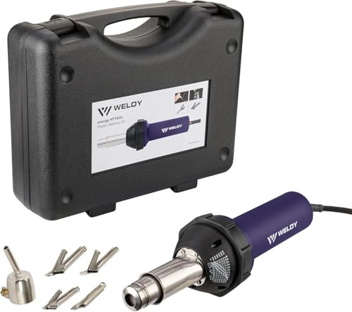 WELDY HT1600 - Soffiatore ad aria calda, kit professionale per pavimenti, saldatrice in plastica per pavimenti in PVC e vinile, con accessori per pavimenti, 1600 W
