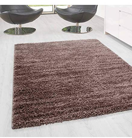 Carpettex Hochflor Teppich Wohnzimmer Einfarbig Design Prime Shaggy Teppich Mocca 120 cm Rund - Langflor Teppich Schlafzimmer Flokati Teppich Flauschig Super Soft Küchenteppich Wohnzimmerteppich