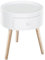 HOMCOM Table Basse - Table de Chevet - Table de Nuit Ronde - Design scandinave Table d'appoint Bout de canapé avec tiroir Pieds effilés inclinés Bois Massif chêne Clair Blanc