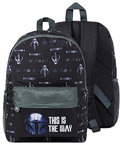 The Mandalorian Rucksack Kinder Jungen, Rucksack Schule, Star Wars Geschenke Jungen und Teenager (Schwarz)