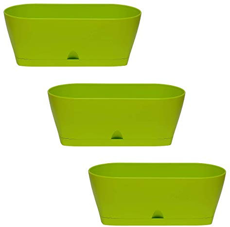 3X Blumenkasten Balkonkasten Pflanztopf für Garten Balkon und Tischdeko mit Wasserauffangschale