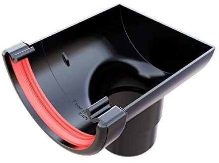 Black Round Gutter Stop End Outlet, Freeflow 112mm Rain Water Systems
