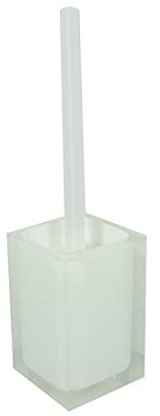 Gedy Auckland Scopino WC Bianco, Misure e Peso: 37,5X9,8X9,8 CM & 0,855 kg, Realizzato in Resina Trasparente di Alta qualità, Scopino per WC Design di R&S, Fatto a Mano, 2 Anni di Garanzia