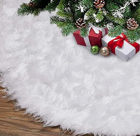 Gonna Albero di Natale, 60 inch 150CM soffice Neve Bianco Tappeto Albero di Natale Gonna Base Tappetino Copertura per Albero di Natale Decorazione Capodanno casa Festa Forniture