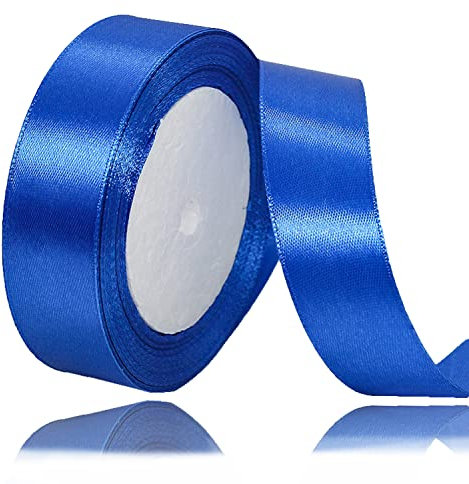 Geschenkband Blau 25mm Breit, 23 Meters Satinband Royalblau Geschenkbänder Stoff Schleifenband Dekoband zum Geschenkverpackung, Bastelarbeiten, Geburtstag und Hochzeitsdekoration