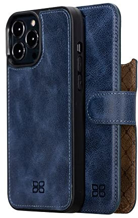 Bouletta Leather Wallet Case for iPhone 13 Pro (6.1'') - Magsafe Flip Folio Cases Magnetic Detachable RFID Phone Cover with 3 Card Slots (Vintage Blue)