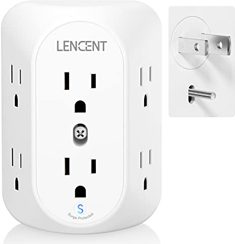 LENCENT 2 Prong Surge Protector Power Strip,2 Prong to 3 Prong Grounding Outlet Adapter,Multi Plug Wall Outlet with 3-Sided 6 Outlets,Power Socket Expander for Non Grounded Kitchen Office Older House