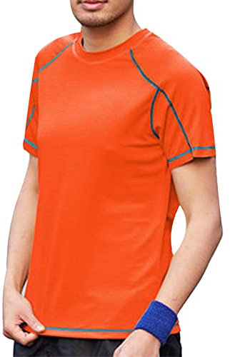 Jowowha Herren T-Shirt Sport Trikot Kurzarm Unterhemd Tops Fußball Shirt Gym Laufen Trainingsshirt Basketball Kleidung S-8XL A Orange 5XL