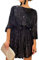 Geagodelia Festkleid für Damen, elegant mit Pailletten, Abendkleid, elegant, langärmlig, mit Gürtel, Schwarz , L