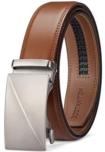 BOSTANTEN Gürtel Herren, Ledergürtel für Herren mit Ratsche Automatikschließe Business Anzug Gürtel Breit 35mm,Größe Angepasst