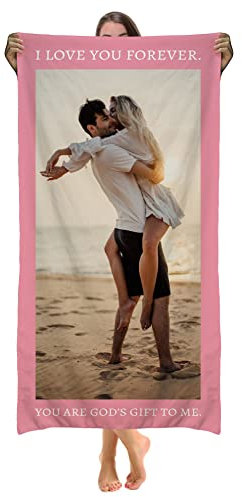 Reuhen Personalisiertes Strandhandtuch mit Foto/Bild/Text/Name,Personalisierte Badetuch Individuelle Mikrofaser Verschiedene Designs,Personalisierte Camping Pool Geschenke
