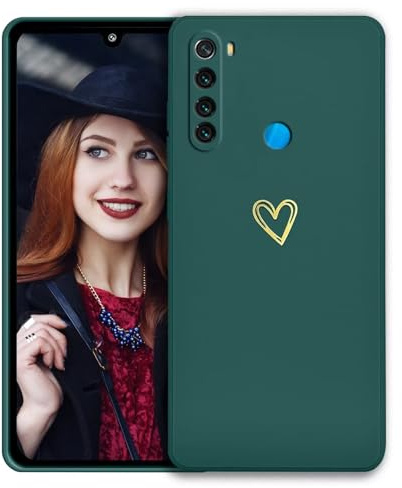POUHYE Cover per Xiaomi Redmi Note 8T Custodia Originale, Gomma Gel di Silicone Liquida Cover con Protezione Fotocamera, Morbida Sottile e Antiurto AntiGraffio Case Verde scuro