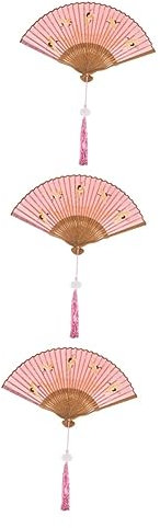 Warmhm 3pcs Dance Hand Fan Silk Fans for Hand Fans for Women Foldable Chinese Folding Fan Silk Fan Bulk Large Wall Decor Retro Vintage Fan Bamboo Wedding Wall Fan Men and Women