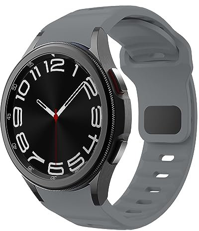 Robust Straps for Samsung Galaxy Watch 7/6/5/4 Strap 40mm 44mm/Watch 6 Classic 47mm 43mm/5 Pro 45mm/Watch 4 Classic 46mm 42mm/FE Men Women,Silicone No Gap Sport Band for Samsung Watch 6 5 4,Dark Gray