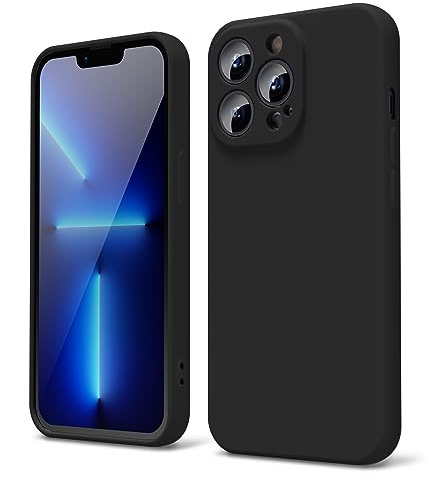 oakxco für iPhone 13 Pro Hülle Silikon Case mit Kameraschutz, Ultra Dünn Bunt Handyhülle Mädchen, Einfarbig Handy Hülle Slim Schutzhülle, Matt TPU Weich Gummi Glatt Silikonhülle Bumper, Schwarz