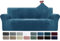 CYCMACO Housse De Canape Velour 3 Places, Housse Canape Extensible avec Accoudoirs, Universelle Sofa Cover Antidérapante, Protection Couvre Canapé Anti Poils Animaux, Lavable, Bleu Paon