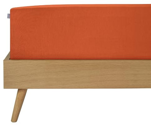 Schiesser Edeljersey Spannbettlaken Jessi | 100% gekämmte Baumwolle aus nachhaltiger Produktion | für Matratzen 90x200cm bis 100x200cm | Matratzenhöhe bis 22cm | Terrakotta