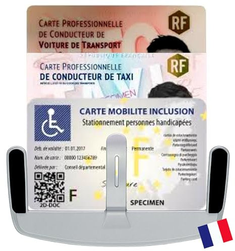 Idée pro mobilité® | Support de Carte Pare-Brise – CMI Mobilité Inclusion, Taxi, VTC, Ticket de Stationnement – Fabriqué en France – Résistant, Pratique & Élégant