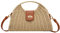 FRGITYGIFT Sac à main en paille avec cordon de serrage fait à la main - Sac de plage tissé en rotin - Sac à bandoulière pour femme, Beige-a, Large