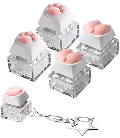 YIMAGUJRX 4 Pcs Keyboard Fidget Toy, Keyboard Fidget Keychain Keyboard Decompression, Button Stress Relief Fidget, Keyboard Button Clicker, Finger Clicker Toys ( Cat Claws and Cat Butt )