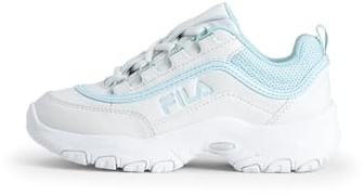 FILA Strada Logo Kids Sneaker, White-Blue Glow, 28 EU