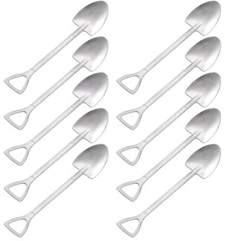BABYVIVA Spatenlöffel, Dessertlöffel, niedliche Schaufel, Löffel, spitze Löffel zum Rühren von Kaffee, Obst und Dessert, 10 Stück