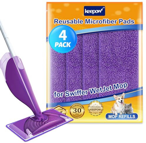 4 Remplacement Lingettes Reutilisable Lavables pour Swiffer WetJet Spray Balais en Microfibre