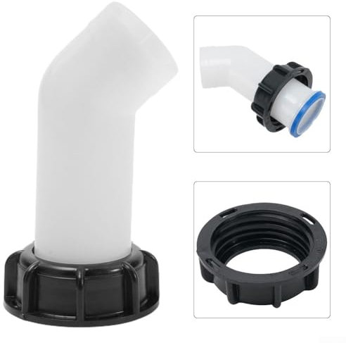 Adaptador de recipiente IBC fácil de usar, boquilla de salida, apto para todos los medios, conexión de rosca, diámetro interior de 60 mm (azul)