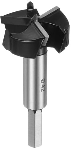 QUARKZMAN Forstnerbohrer 42mm (1-2/3 Zoll) Wolframkarbid 3 Schneiden 4 Vorschneider Bohrer Forstnerbohrer für Scharniere Holz Lochbohren Holzbearbeitung