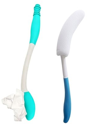 Extended Comfort Kit Toilet Aids Kit Butt Wiper Set With Bath Brush | Toilet Wiping Tool Bottom Buddy Wiping Aid for Disabled Elderly Pregnant Physically Challenged