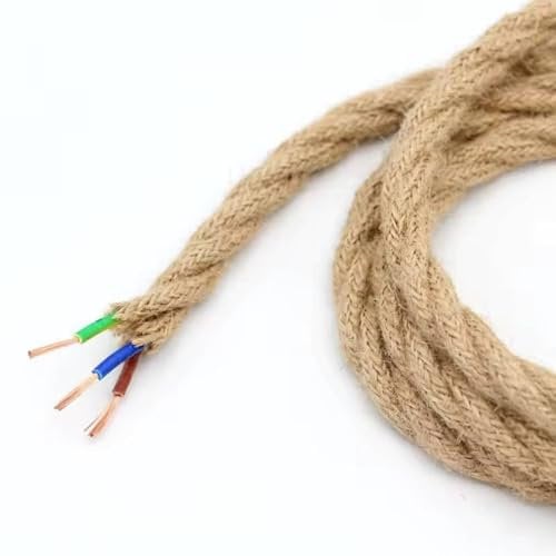 Lampenkabel Textilkabel Leitung Stoffkabel 3-Adrig Retro, Vintage - Elektrische Kabel Pendelleitung - Lampenkabel Hanf geflochten | 3 Meter