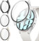 JYQ 3-Stück Schutzhülle mit Displayschutzfolie Kompatibel mit Galaxy Watch 6 44mm, Rundum Hard Gehäuse Eingebaut Kratzfest Gehärtetes Glas Schutzfolie für Samsung Galaxy Watch 6 44mm