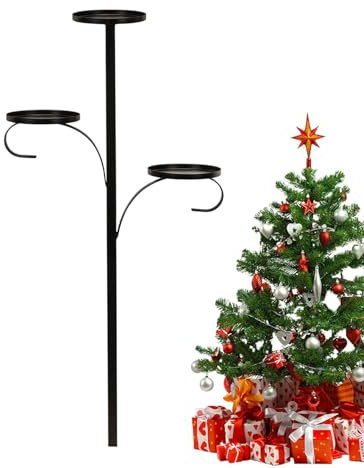 d'arbre Triple | Bougeoir pour Décoration De Sapin De Noël | Supports De Bougies Chauffe-Plat en Métal Esthétique | Bougeoirs De Plateau De Noël, Décorations d'arbre De Noël pour La Maison